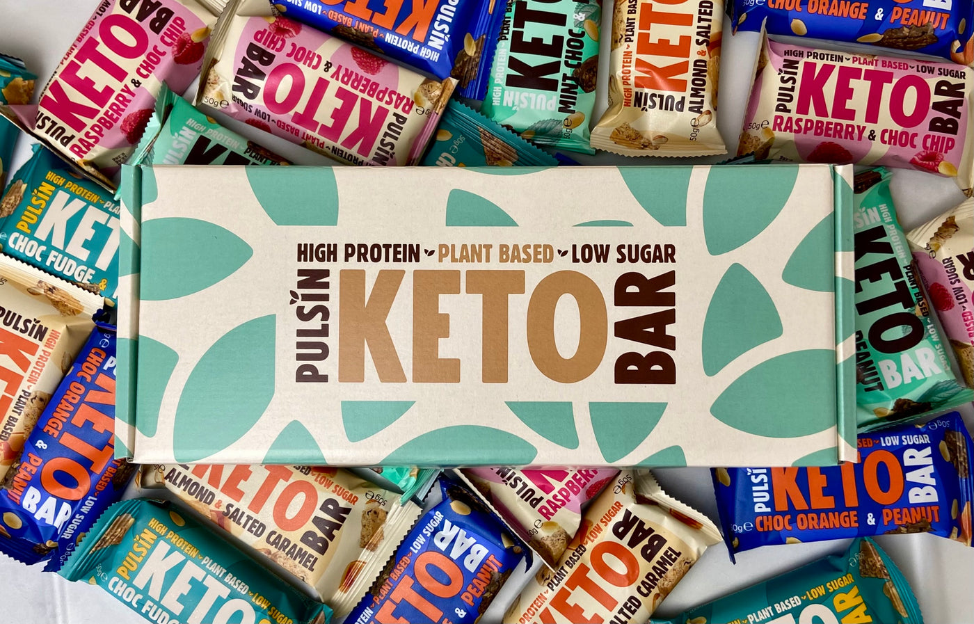 Pulsin keto bars with a prominent display of the brand name.