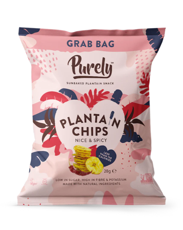 Purely Plantain Chips - Nice & Spicy - 28g Grab & Go Bag