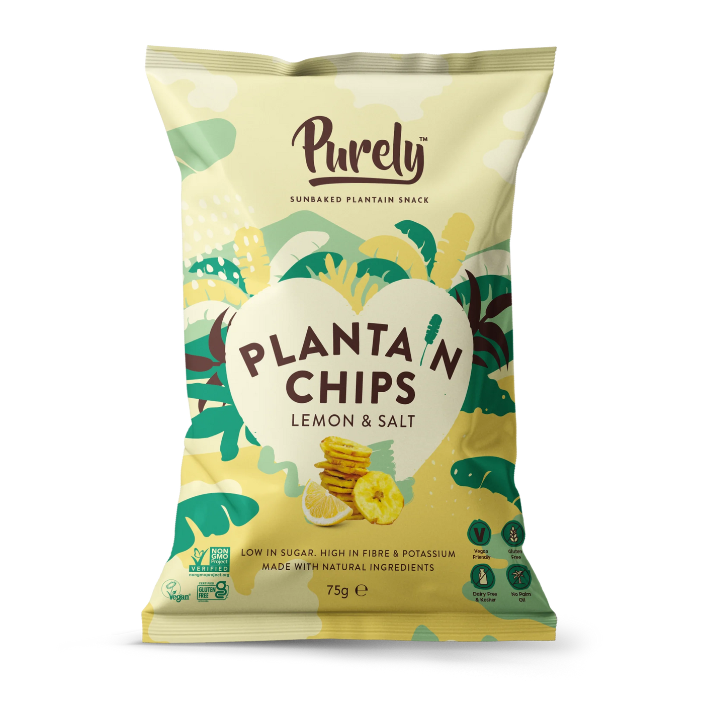Purely Plantain Chips - Lemon & Salt - 75g Sharing Bag