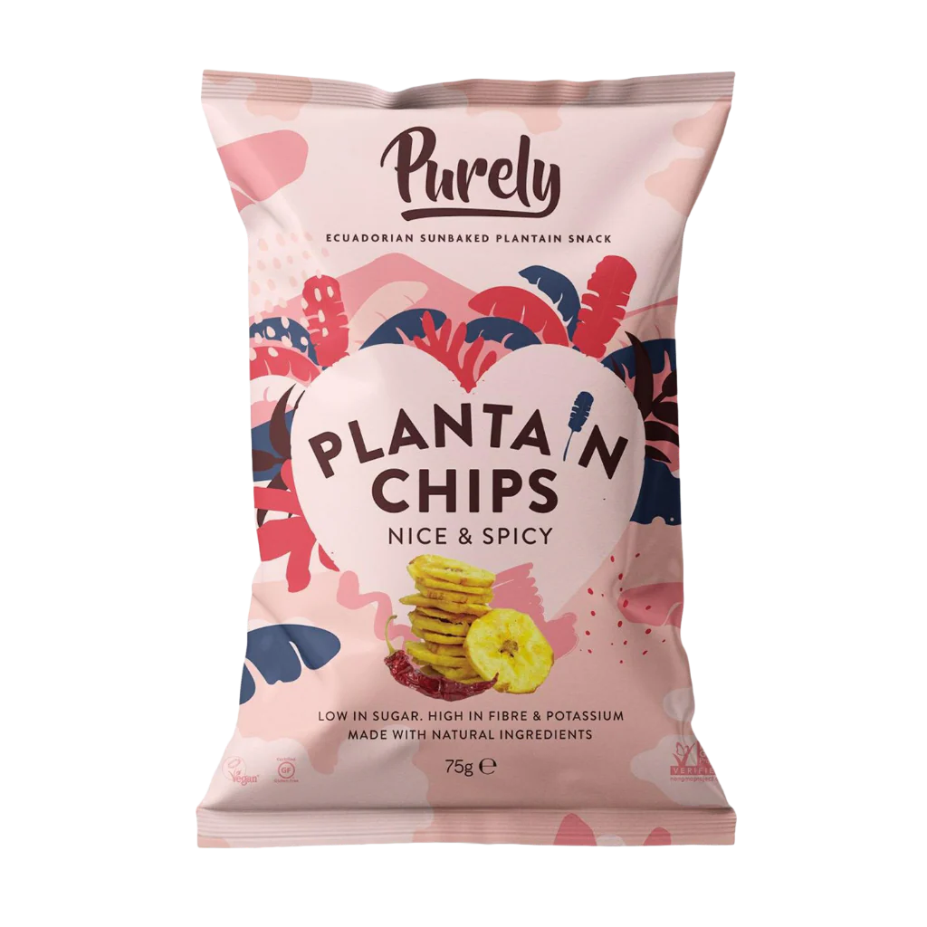 Purely Plantain Chips - Nice & Spicy - 75g Sharing Bag