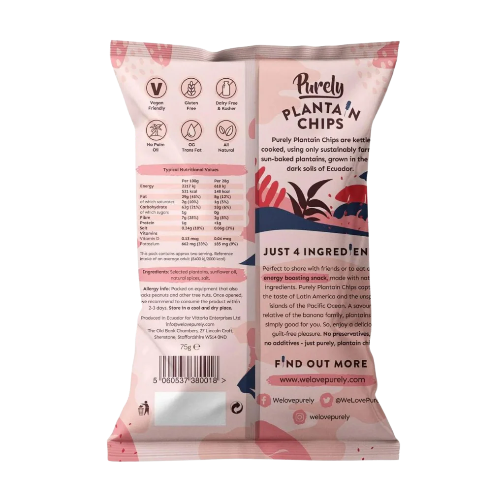 Purely Plantain Chips - Nice & Spicy - 75g Sharing Bag