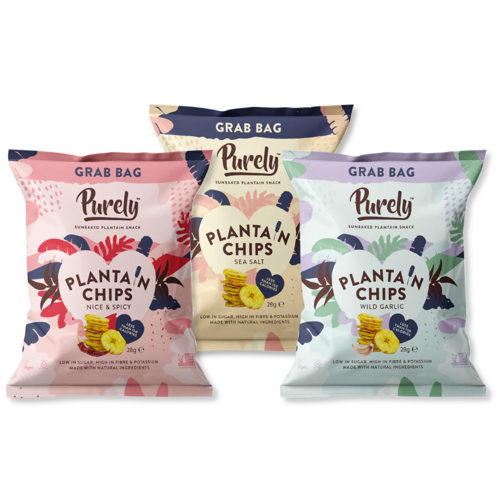 Purely Plantain Chips - Mixed Box - 28g Grab & Go Bags